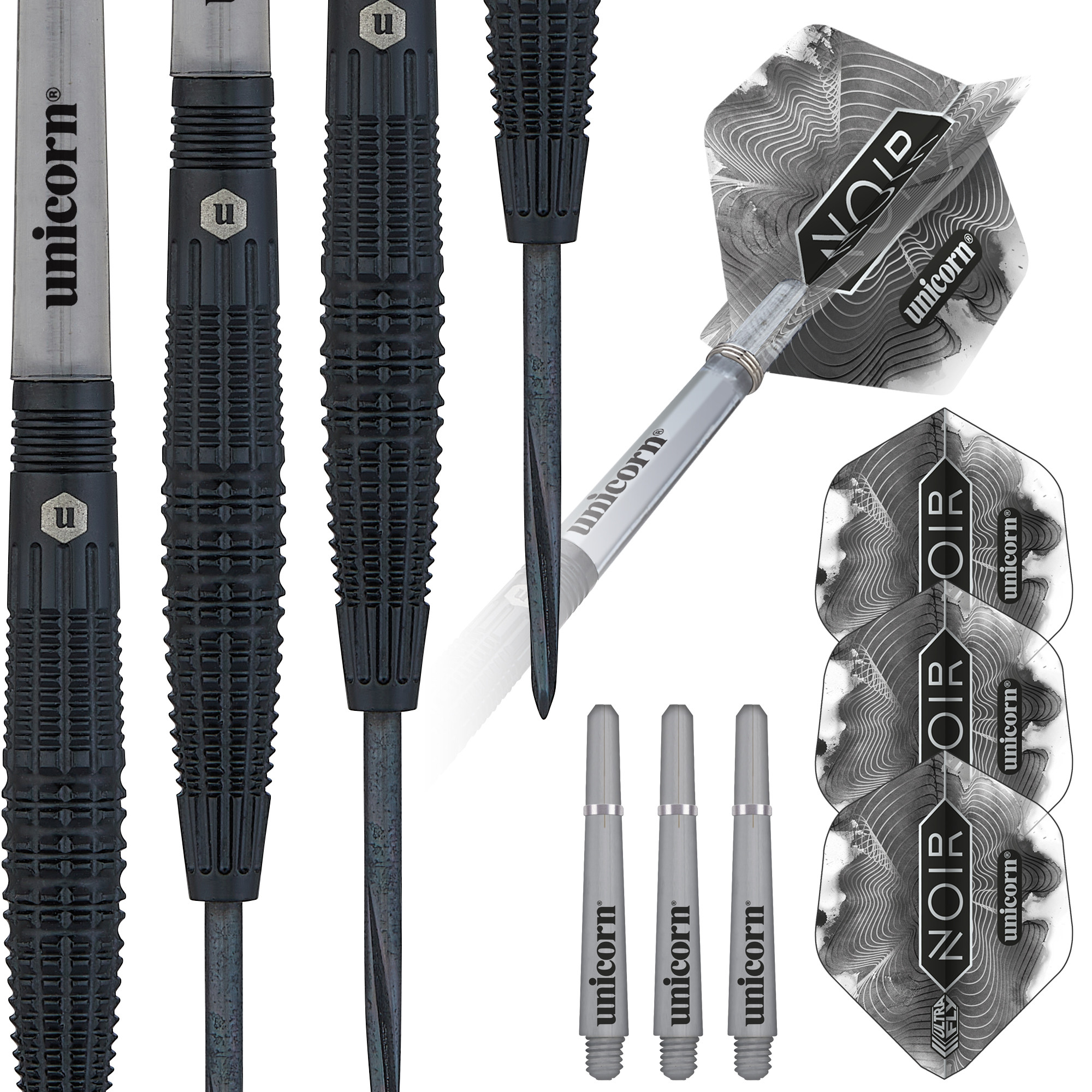 Noir Style 4 90% Tungsten Steel Tip Darts by Unicorn – Double Top Darts