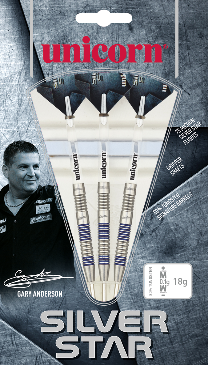 Silver Star 80% Tungsten - Gary Anderson Unicorn Darts