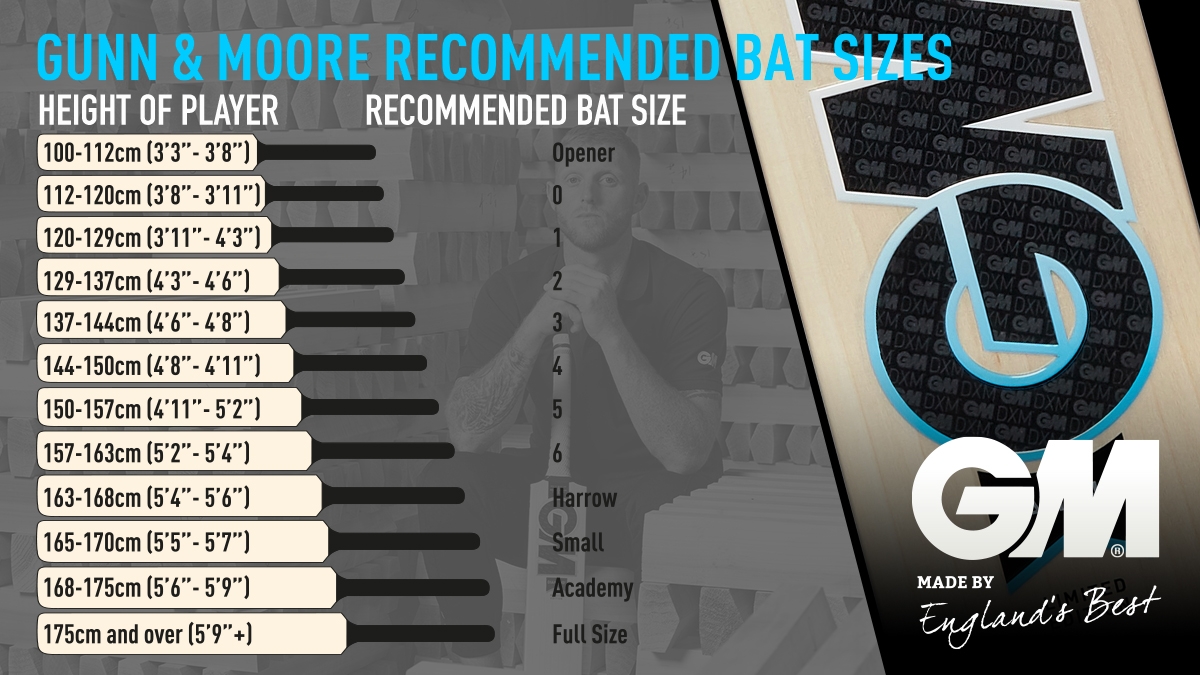 GM Cricket Bat Size Chart- Find your right cricket bat